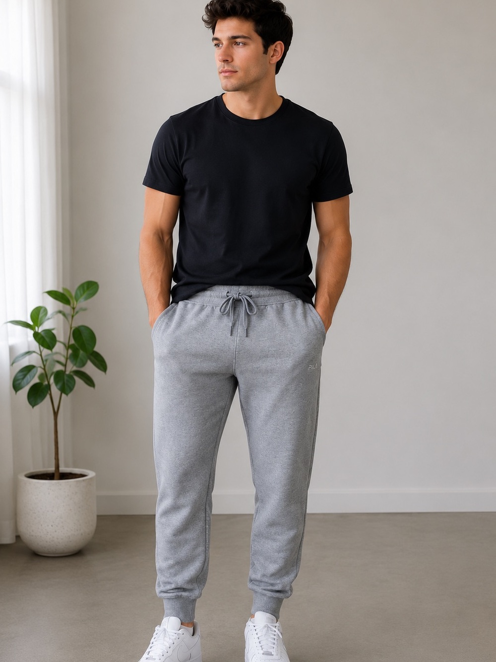 FILA Grey Fleece Jogger Sweatpants Size Small